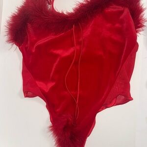 NWT CINEMA ETOILE SEDUCTIVE WEAR BY TOM BEZDUDA SZ M RED VELVET ONE PIECE TEDDY